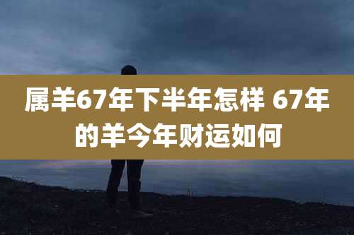 属羊67年下半年怎样 67年的羊今年财运如何