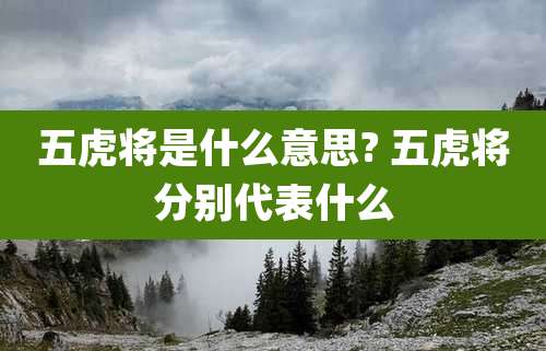 五虎将是什么意思? 五虎将分别代表什么