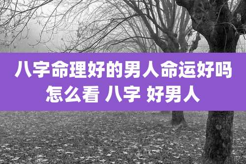 八字命理好的男人命运好吗怎么看 八字 好男人