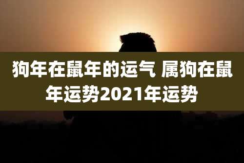 狗年在鼠年的运气 属狗在鼠年运势2021年运势