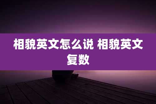 相貌英文怎么说 相貌英文复数
