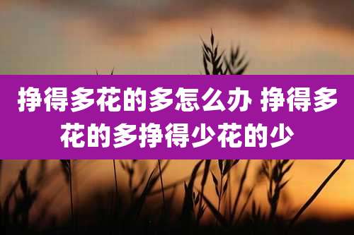 挣得多花的多怎么办 挣得多花的多挣得少花的少