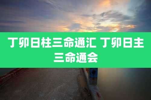 丁卯日柱三命通汇 丁卯日主三命通会