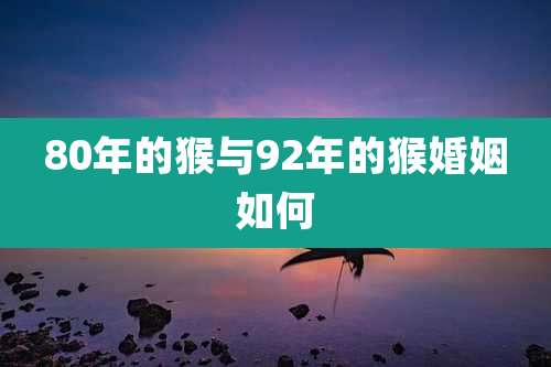 80年的猴与92年的猴婚姻如何