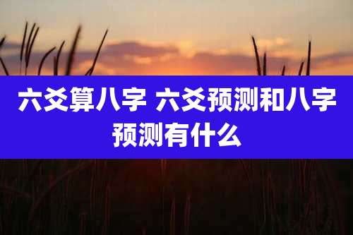 六爻算八字 六爻预测和八字预测有什么