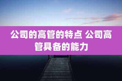 公司的高管的特点 公司高管具备的能力