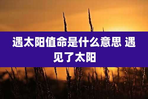 遇太阳值命是什么意思 遇见了太阳