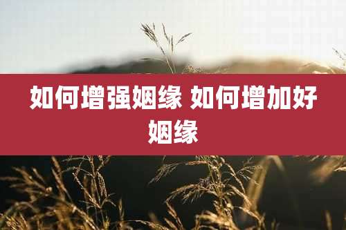 如何增强姻缘 如何增加好姻缘
