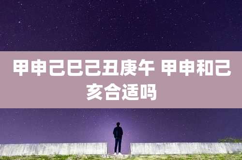 甲申己巳己丑庚午 甲申和己亥合适吗