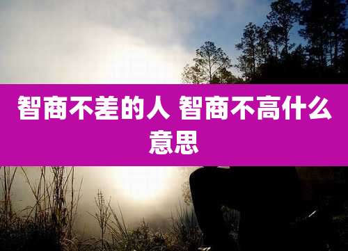 智商不差的人 智商不高什么意思