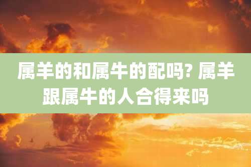 属羊的和属牛的配吗? 属羊跟属牛的人合得来吗