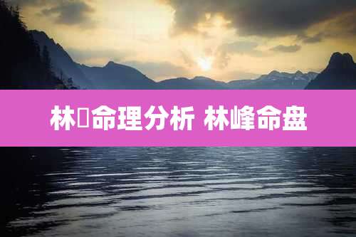 林峯命理分析 林峰命盘