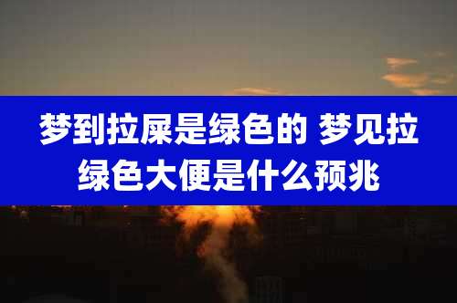 梦到拉屎是绿色的 梦见拉绿色大便是什么预兆