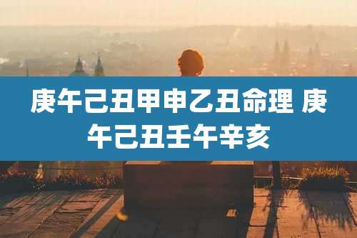 庚午己丑甲申乙丑命理 庚午己丑壬午辛亥