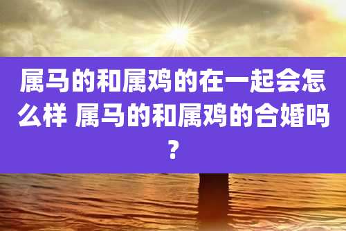 属马的和属鸡的在一起会怎么样 属马的和属鸡的合婚吗?