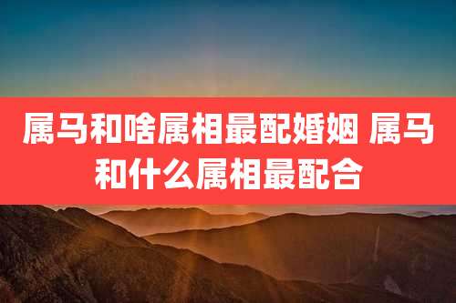 属马和啥属相最配婚姻 属马和什么属相最配合