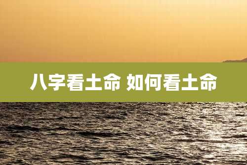 八字看土命 如何看土命