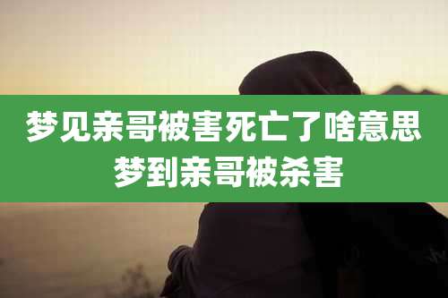梦见亲哥被害死亡了啥意思 梦到亲哥被杀害