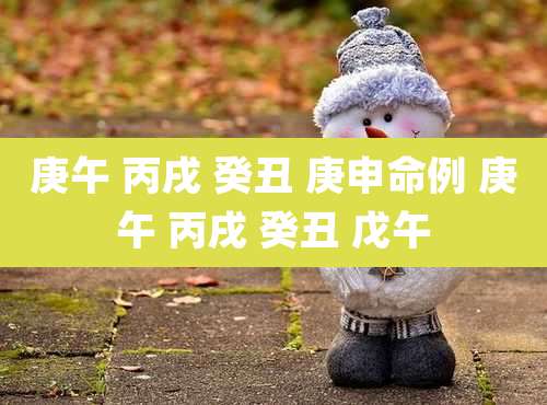 庚午 丙戌 癸丑 庚申命例 庚午 丙戌 癸丑 戊午