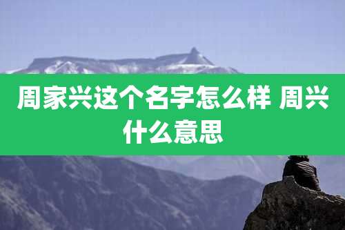 周家兴这个名字怎么样 周兴什么意思