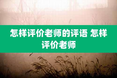 怎样评价老师的评语 怎样评价老师
