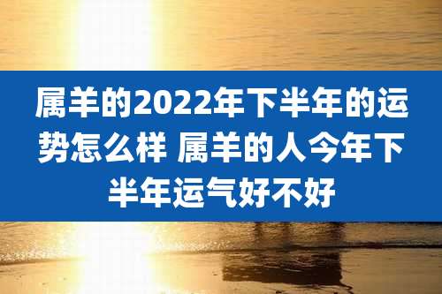 属羊的2022年下半年的运势怎么样 属羊的人今年下半年运气好不好