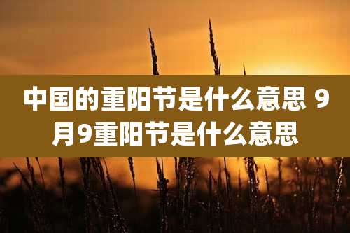中国的重阳节是什么意思 9月9重阳节是什么意思