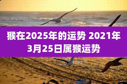 猴在2025年的运势 2021年3月25日属猴运势