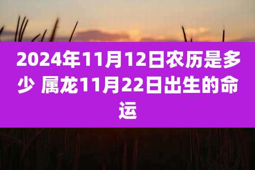 2024年11月12日农历是多少 属龙11月22日出生的命运