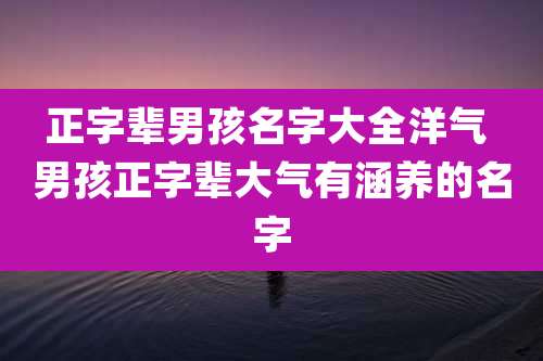 正字辈男孩名字大全洋气 男孩正字辈大气有涵养的名字