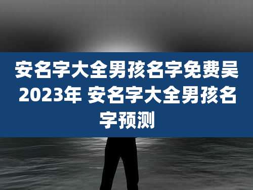 安名字大全男孩名字免费吴2023年 安名字大全男孩名字预测