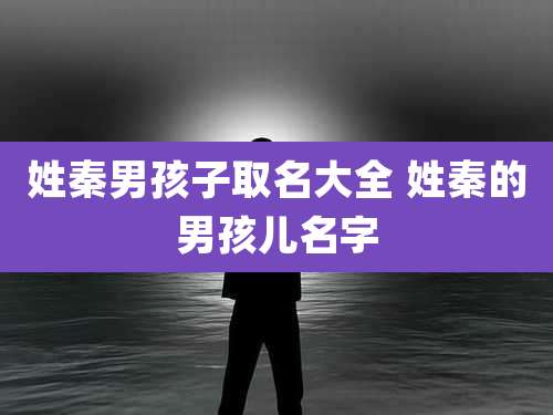 姓秦男孩子取名大全 姓秦的男孩儿名字