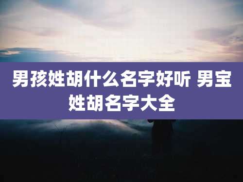 男孩姓胡什么名字好听 男宝姓胡名字大全