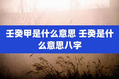 壬癸甲是什么意思 壬癸是什么意思八字
