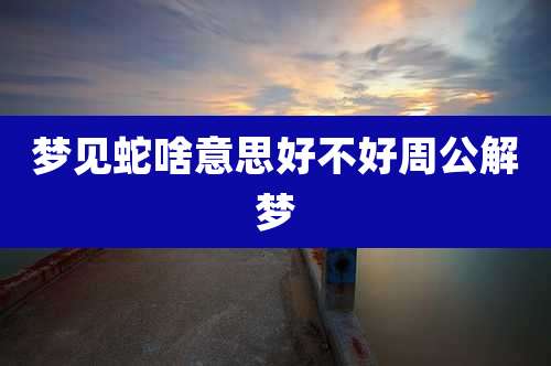 梦见蛇啥意思好不好周公解梦