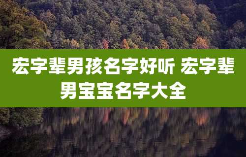 宏字辈男孩名字好听 宏字辈男宝宝名字大全