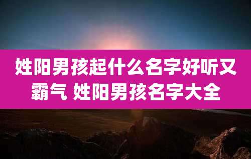 姓阳男孩起什么名字好听又霸气 姓阳男孩名字大全