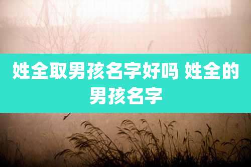 姓全取男孩名字好吗 姓全的男孩名字