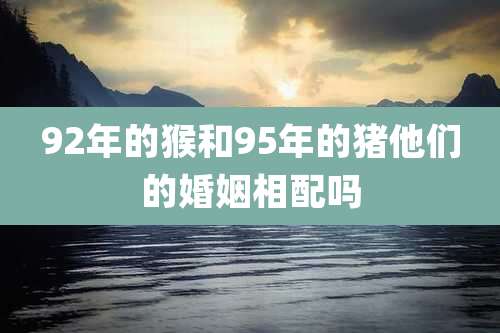 92年的猴和95年的猪他们的婚姻相配吗