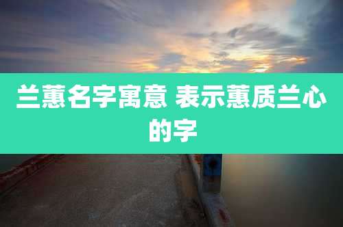 兰蕙名字寓意 表示蕙质兰心的字