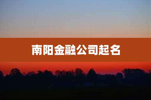 南阳金融公司起名