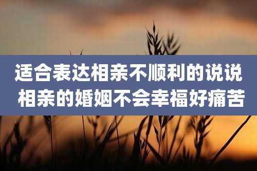 适合表达相亲不顺利的说说 相亲的婚姻不会幸福好痛苦