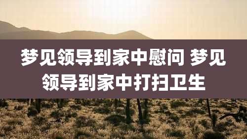 梦见领导到家中慰问 梦见领导到家中打扫卫生