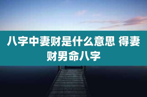 八字中妻财是什么意思 得妻财男命八字