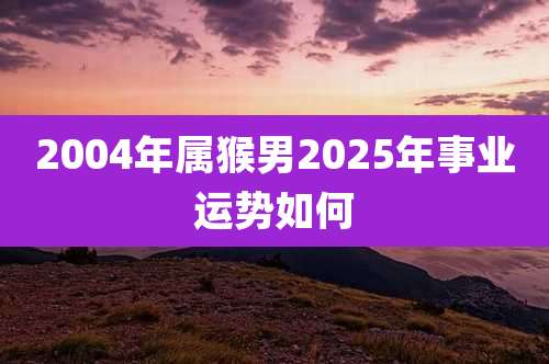 2004年属猴男2025年事业运势如何