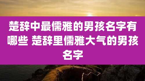 楚辞中最儒雅的男孩名字有哪些 楚辞里儒雅大气的男孩名字