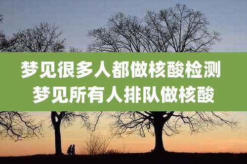 梦见很多人都做核酸检测 梦见所有人排队做核酸