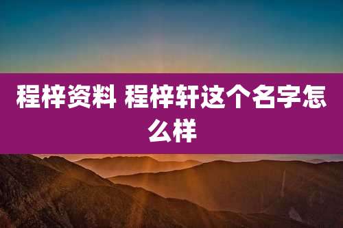 程梓资料 程梓轩这个名字怎么样