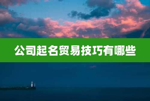 公司起名贸易技巧有哪些
