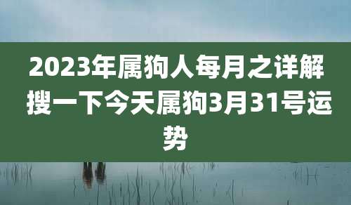 2023年属狗人每月之详解 搜一下今天属狗3月31号运势